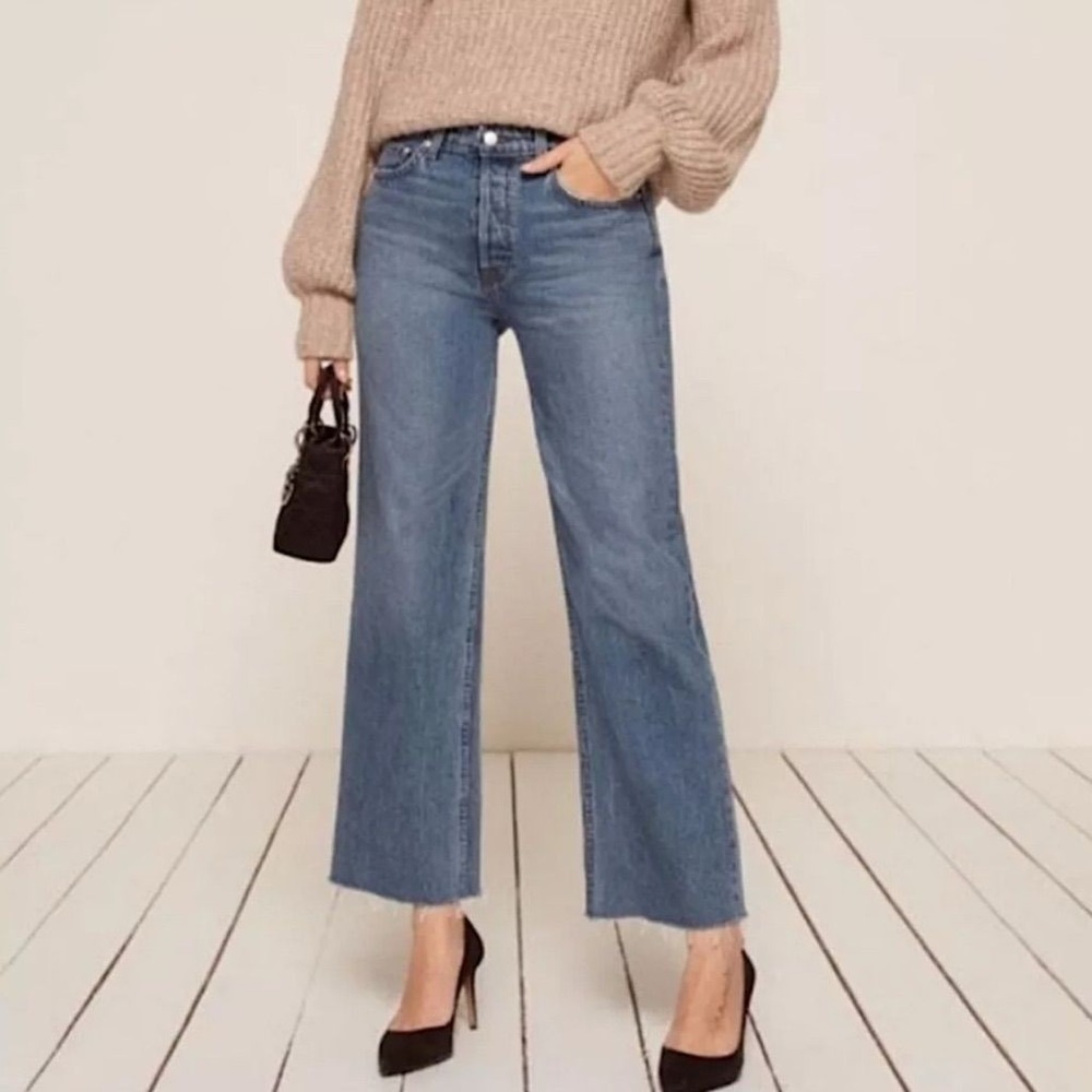 Reformation Wide Leg Fawcett Jeans in Celtic Wash Women 26 High Rise Made in USA